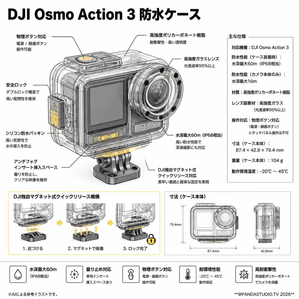 DJI Osmo Action 3 防水ケース スペック