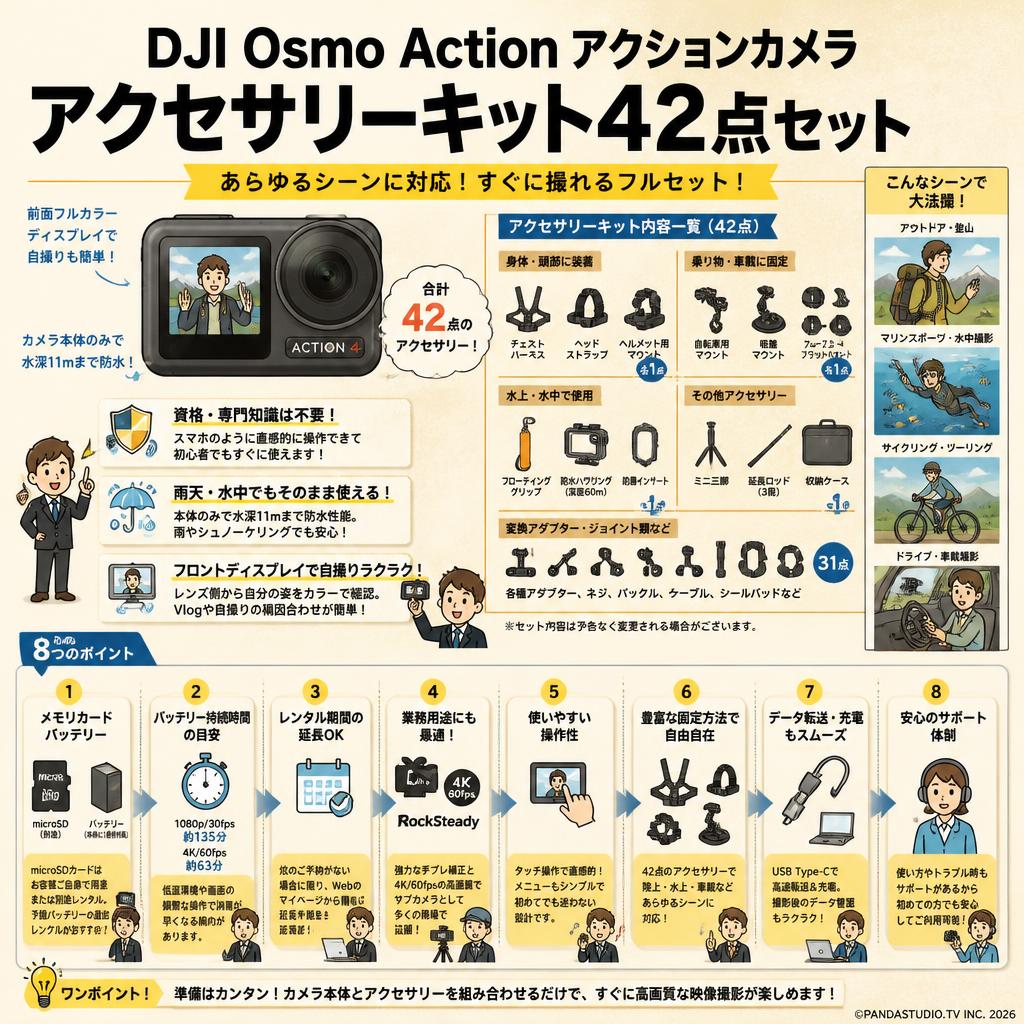 DJI Osmo Action アクションカメラ アクセサリーキット42点セット FAQ（よくある質問と答え）