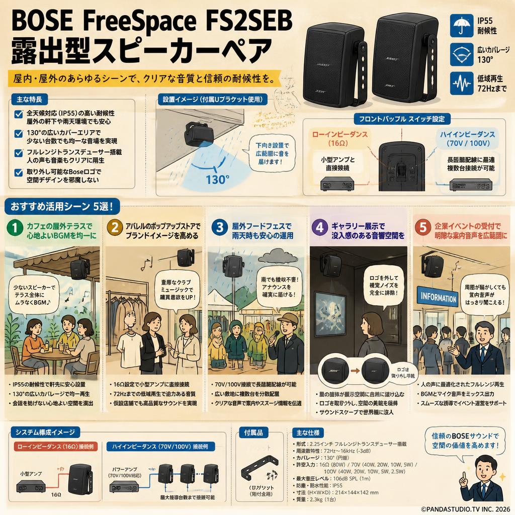 BOSE  FreeSpace FS2SEB  露出型スピーカーペア 用途