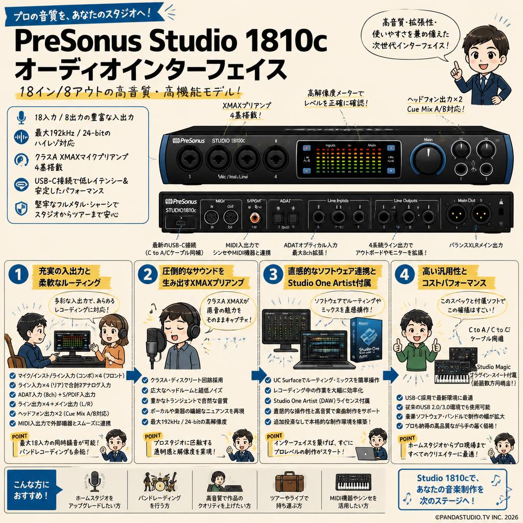 PreSonus Studio 1810c オーディオインターフェイス 概要