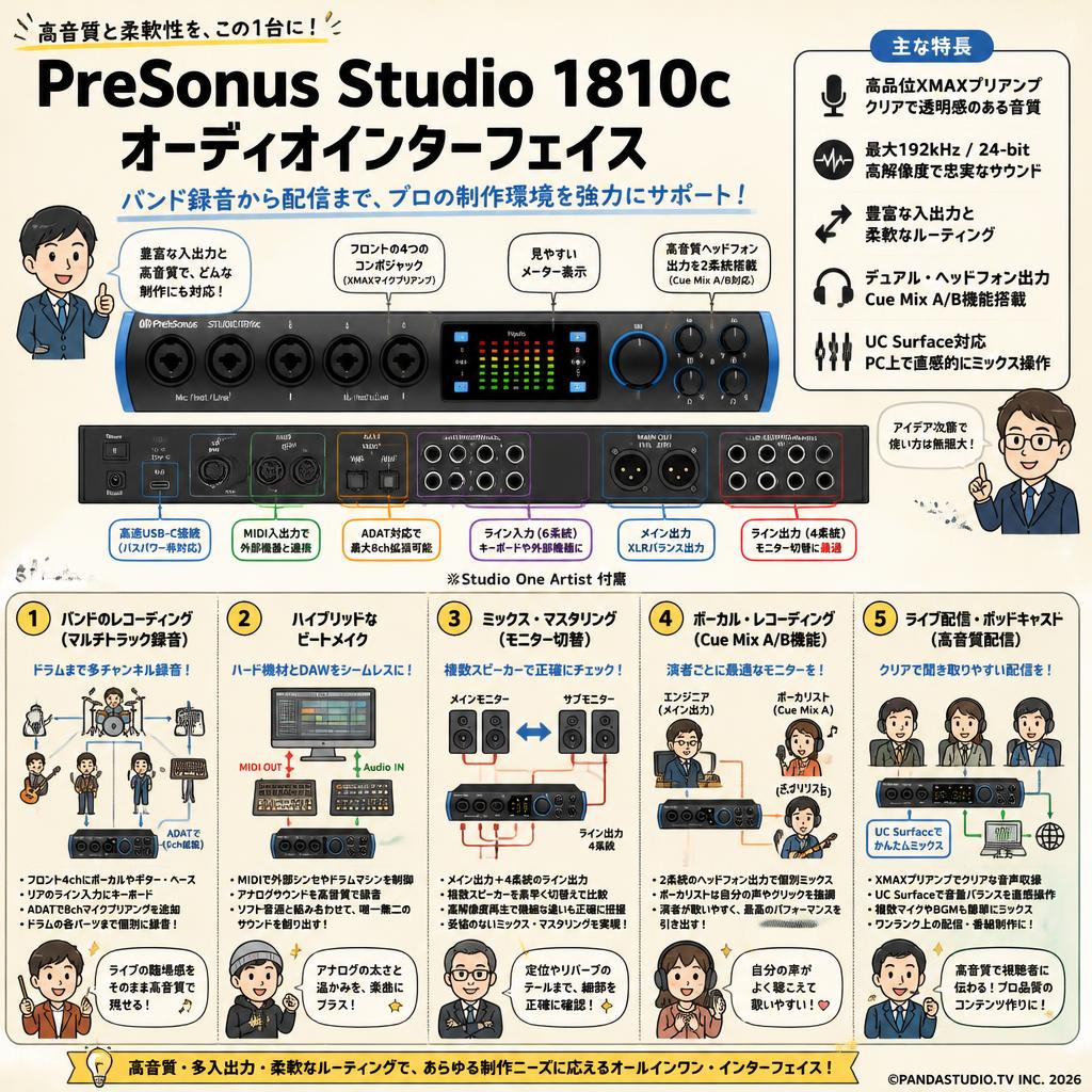 PreSonus Studio 1810c オーディオインターフェイス 用途
