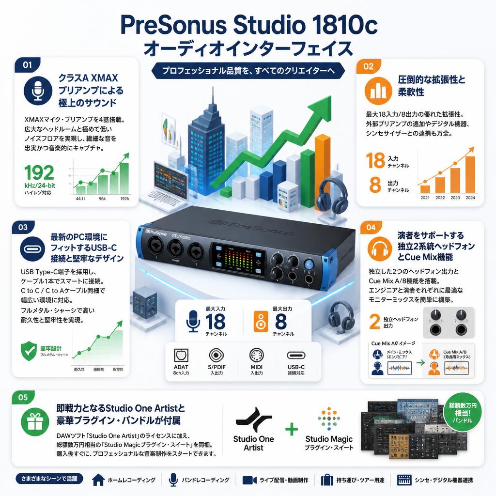 PreSonus Studio 1810c オーディオインターフェイス セールスポイント