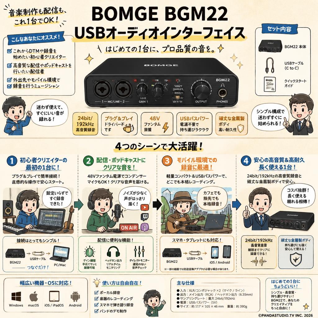 BOMGE ‎BGM22 USBオーディオインターフェイス おもな対象のお客様