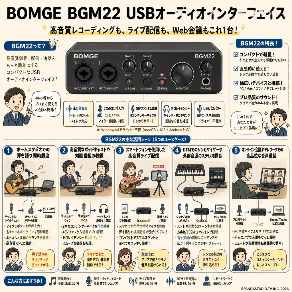 BOMGE ‎BGM22 USBオーディオインターフェイス 用途