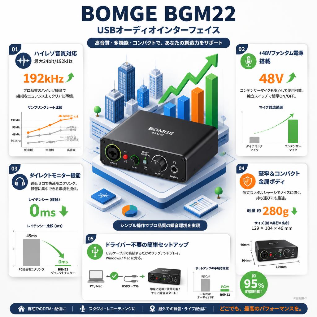 BOMGE ‎BGM22 USBオーディオインターフェイス セールスポイント
