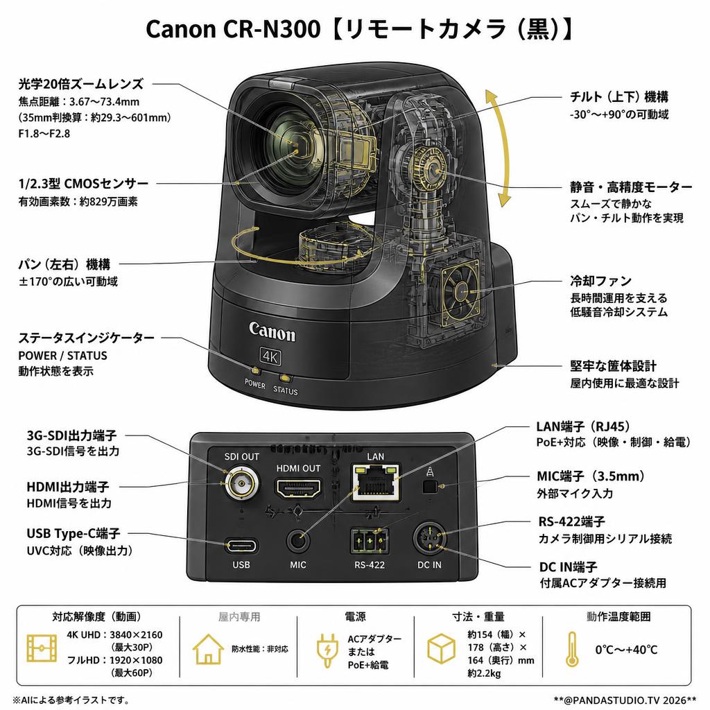 Canon CR-N300【リモートカメラ（黒）】 スペック