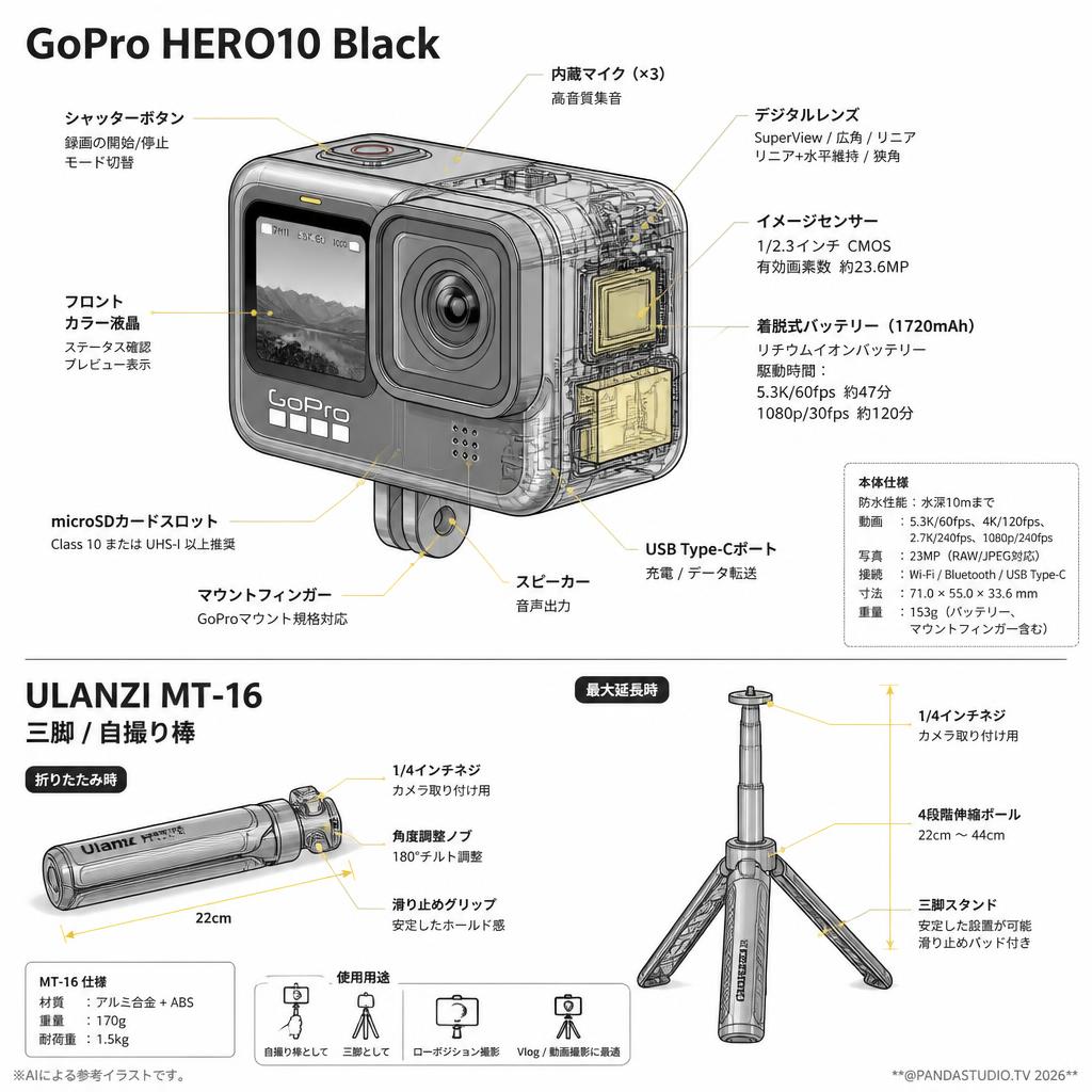 GoPro HERO10 Black + ULANZI MT-16セット スペック
