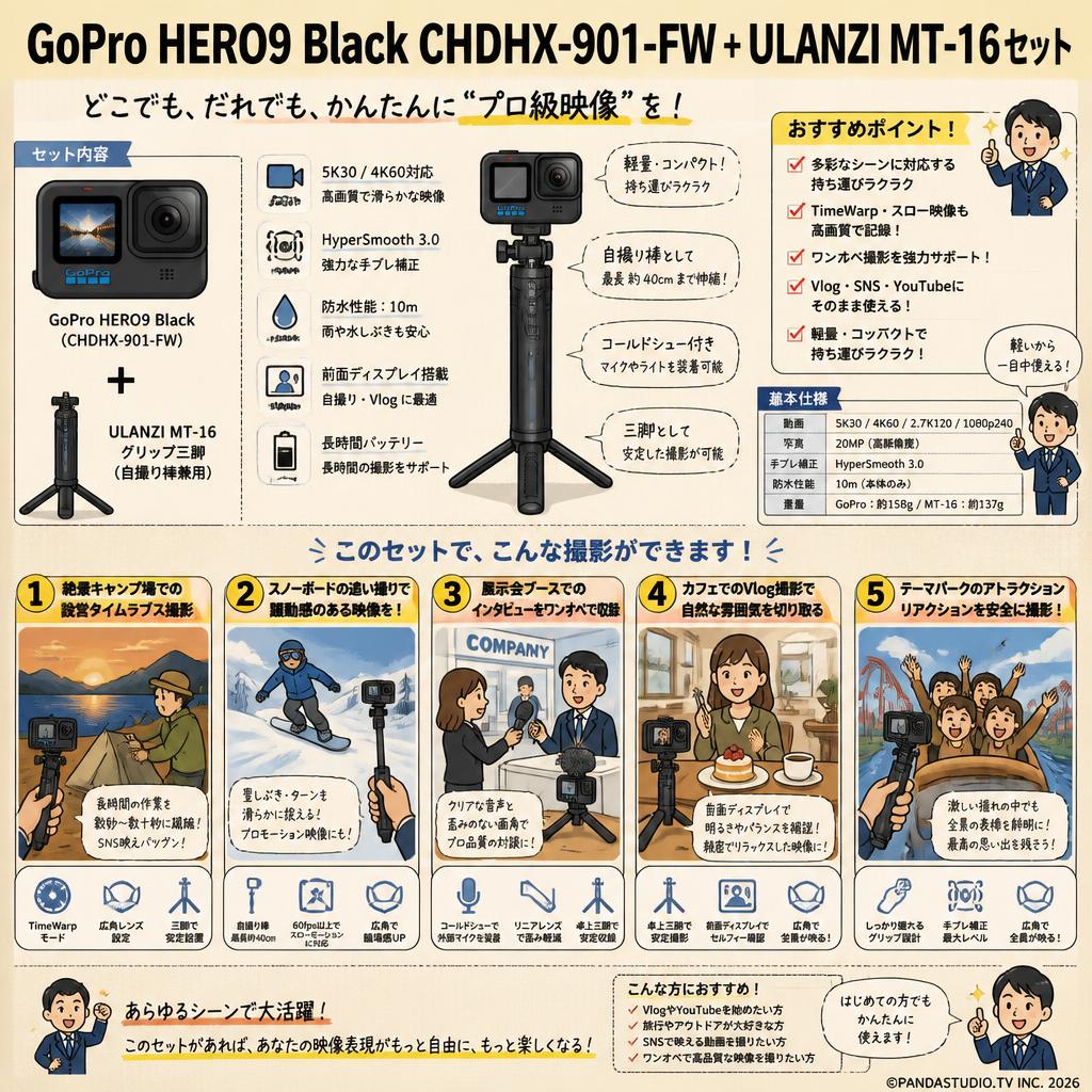 GoPro HERO9 Black CHDHX-901-FW + ULANZI MT-16セット 用途
