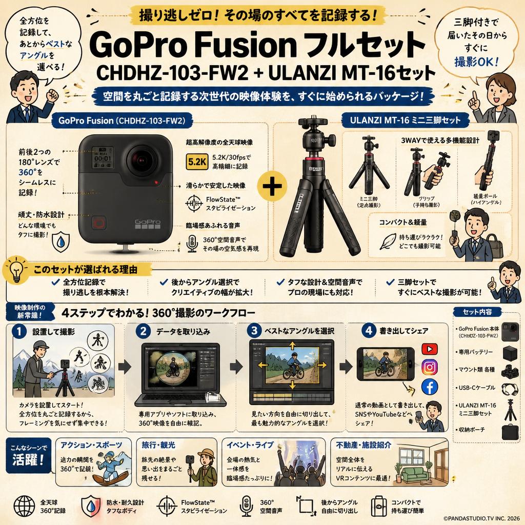 GoPro Fusion フルセット CHDHZ-103-FW2 + ULANZI MT-16セット 概要