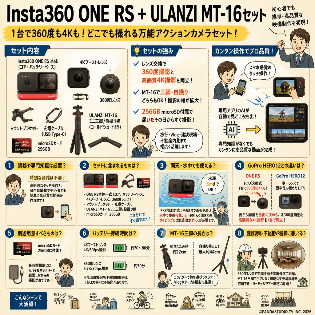 Insta360 ONE RS + ULANZI MT-16セット FAQ（よくある質問と答え）