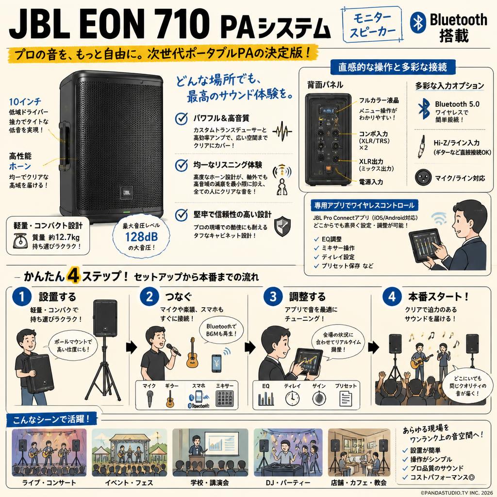 JBL EON 710 PAシステム bluetooth 搭載【モニター スピーカー