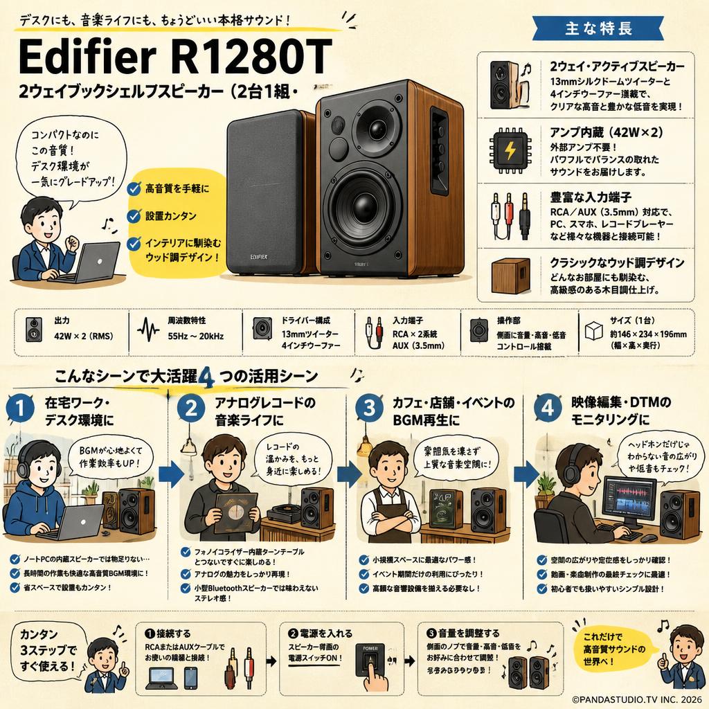 Edifier R1280T【 2ウェイブックシェルフスピーカー(2台1組 -アンプ内蔵)】 おもな対象のお客様