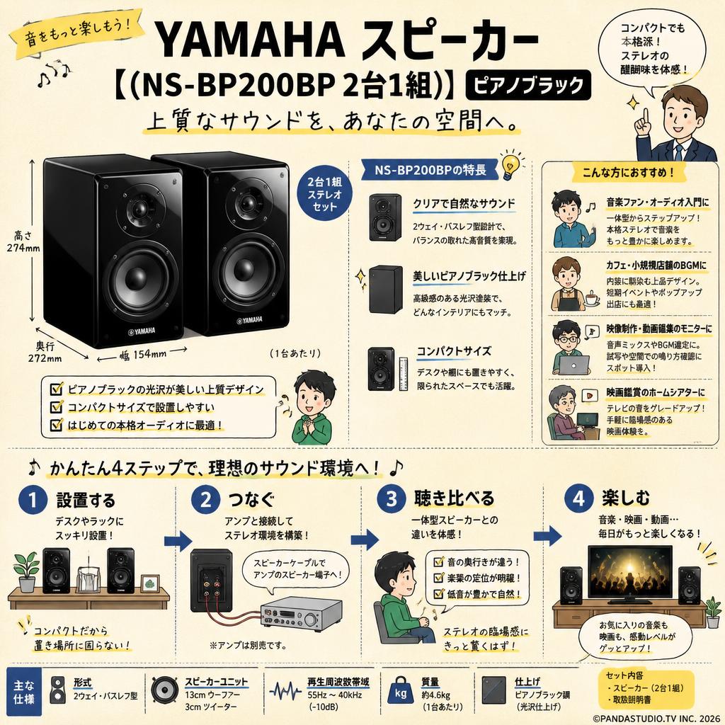 YAMAHA スピーカー【(NS-BP200BP 2台1組)】ピアノブラック おもな対象のお客様