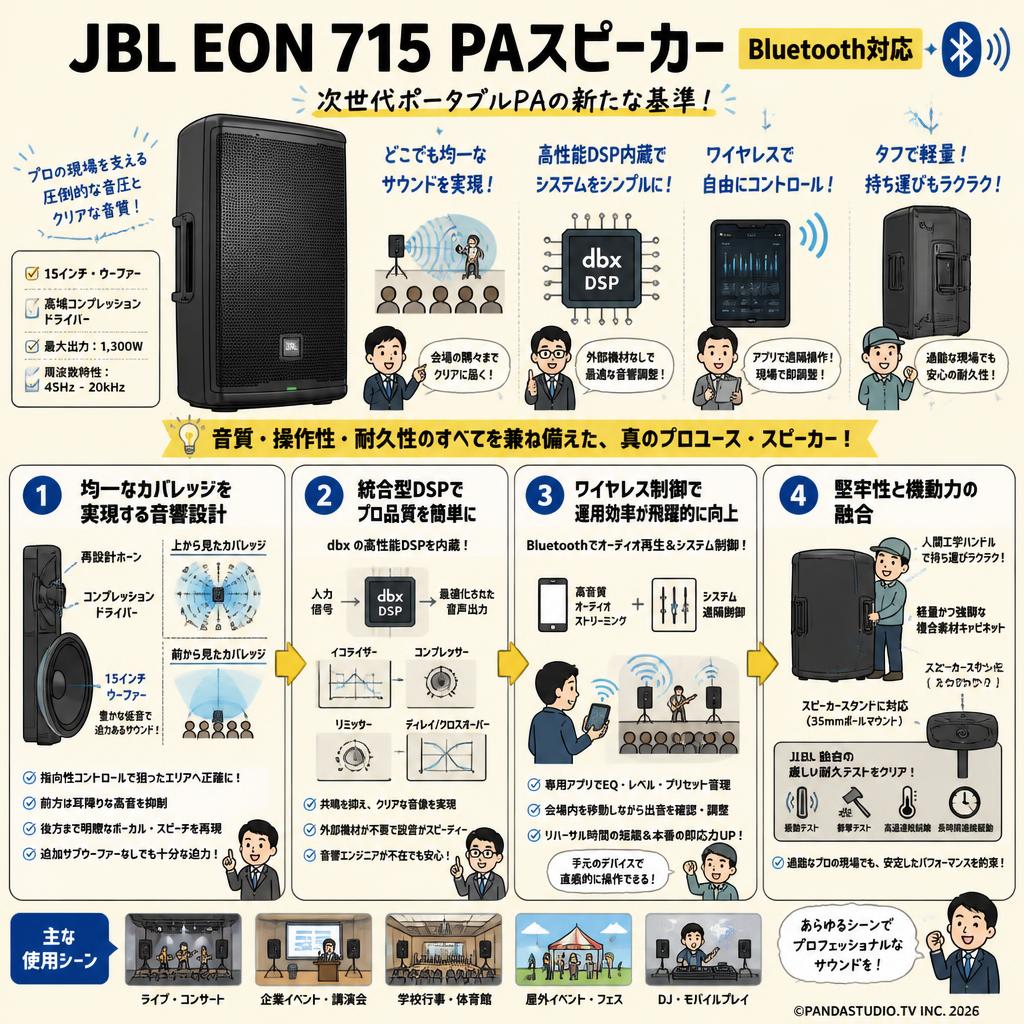 JBL EON 715 PAスピーカー Bluetooth対応 概要