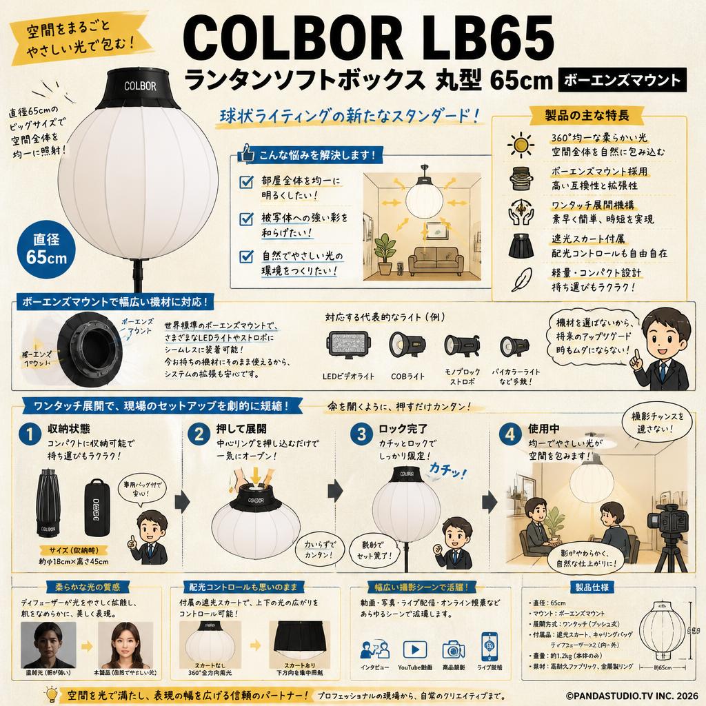 COLBOR LB65 ランタンソフトボックス 丸型 65cm [ボーエンズマウント
