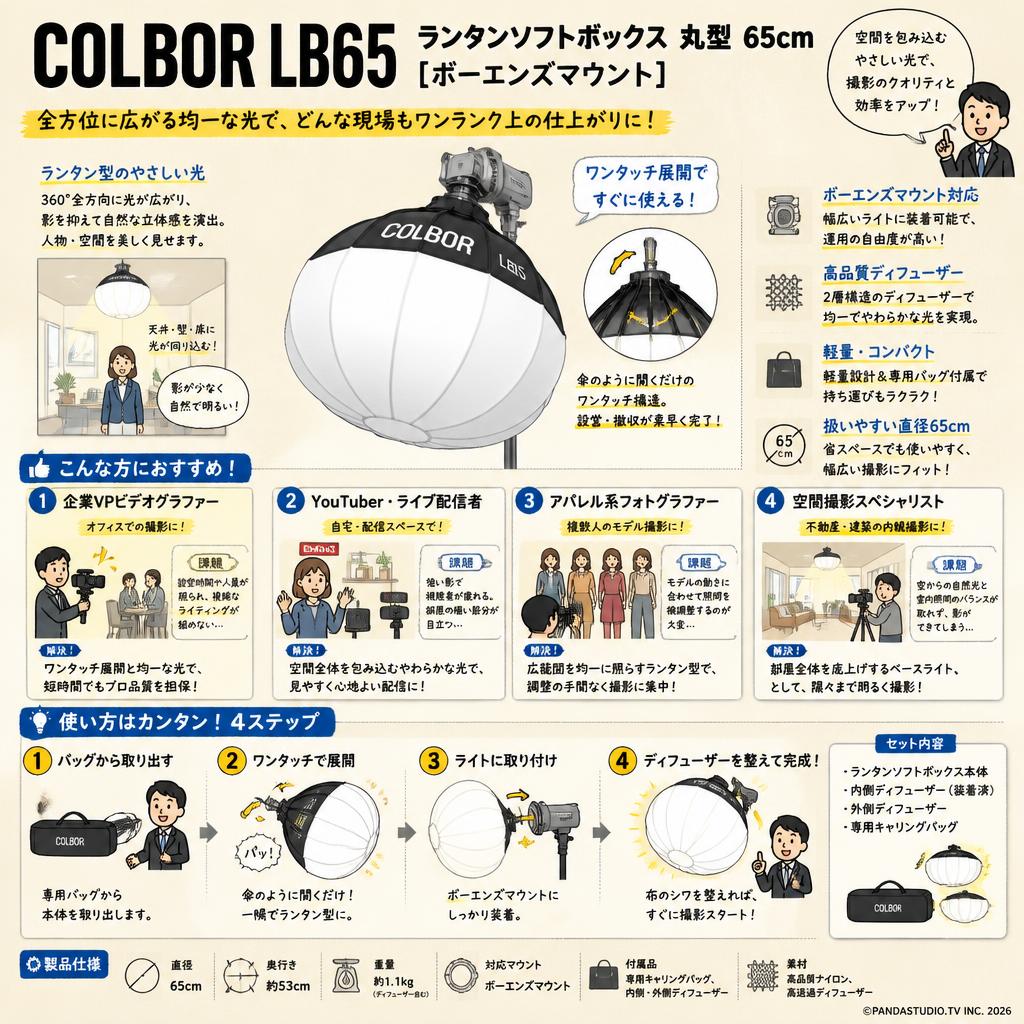 COLBOR LB65 ランタンソフトボックス 丸型 65cm [ボーエンズマウント