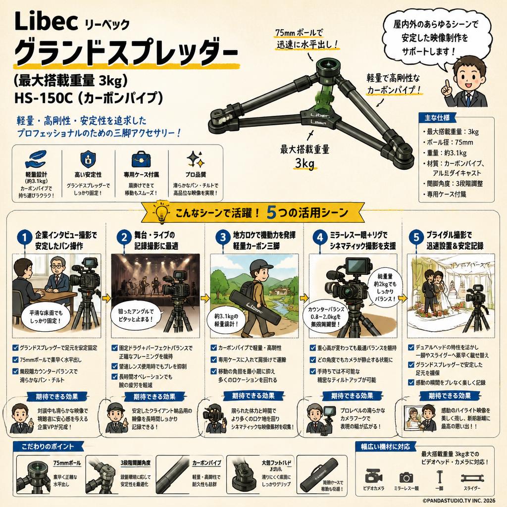 Libec リーベック  グランドスプレッダー（最大搭載重量 3kg）HS-150C (カーボンパイプ） 用途