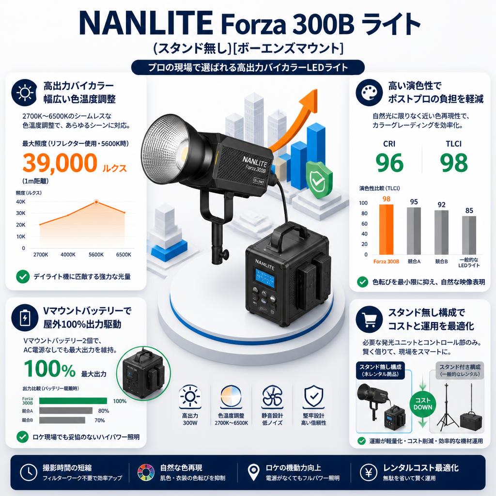 NANLITE Forza 300B ライト(スタンド無し)[ボーエンズマウント] セールスポイント