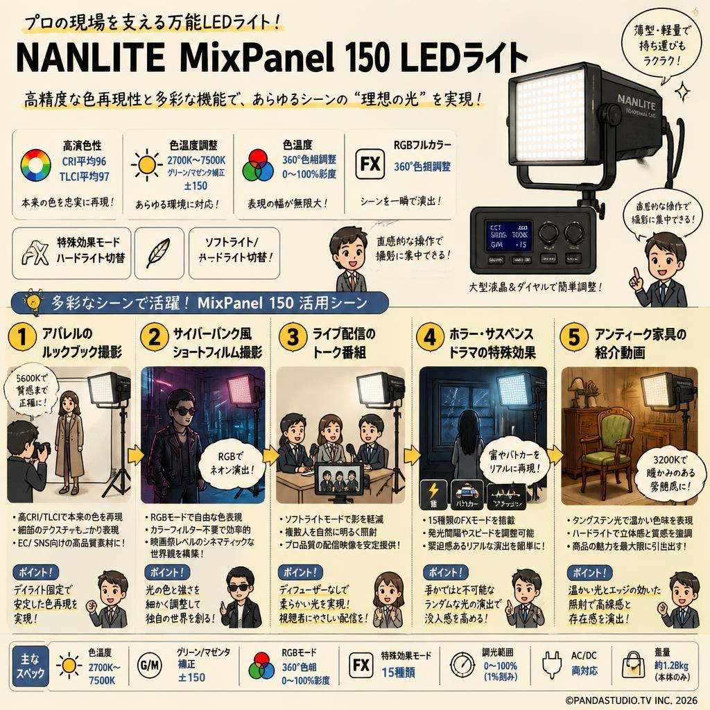 NANLITE MixPanel 150 LEDライト 用途