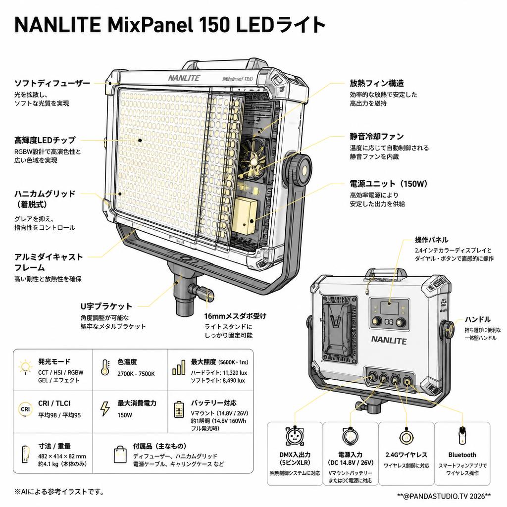 NANLITE MixPanel 150 LEDライト スペック