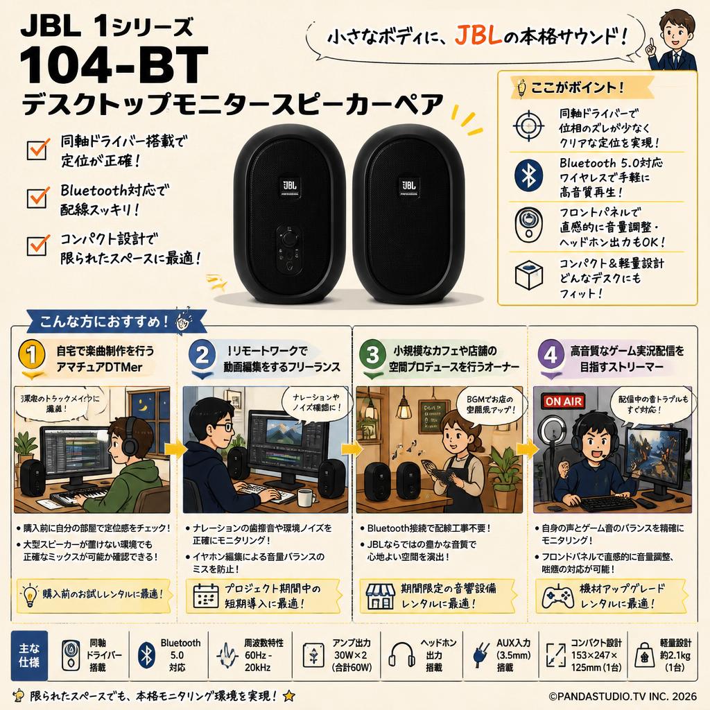 JBL 1 Series 104-BT デスクトップモニタースピーカーペヤ おもな対象のお客様