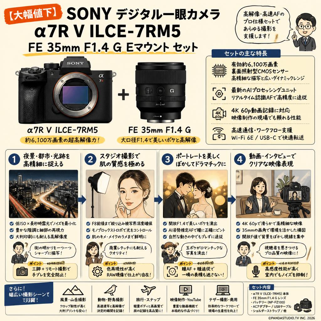 【大幅値下】SONY デジタル一眼カメラ α7R V ILCE-7RM5 / FE 35mm F1.4 G Eマウント セット 用途