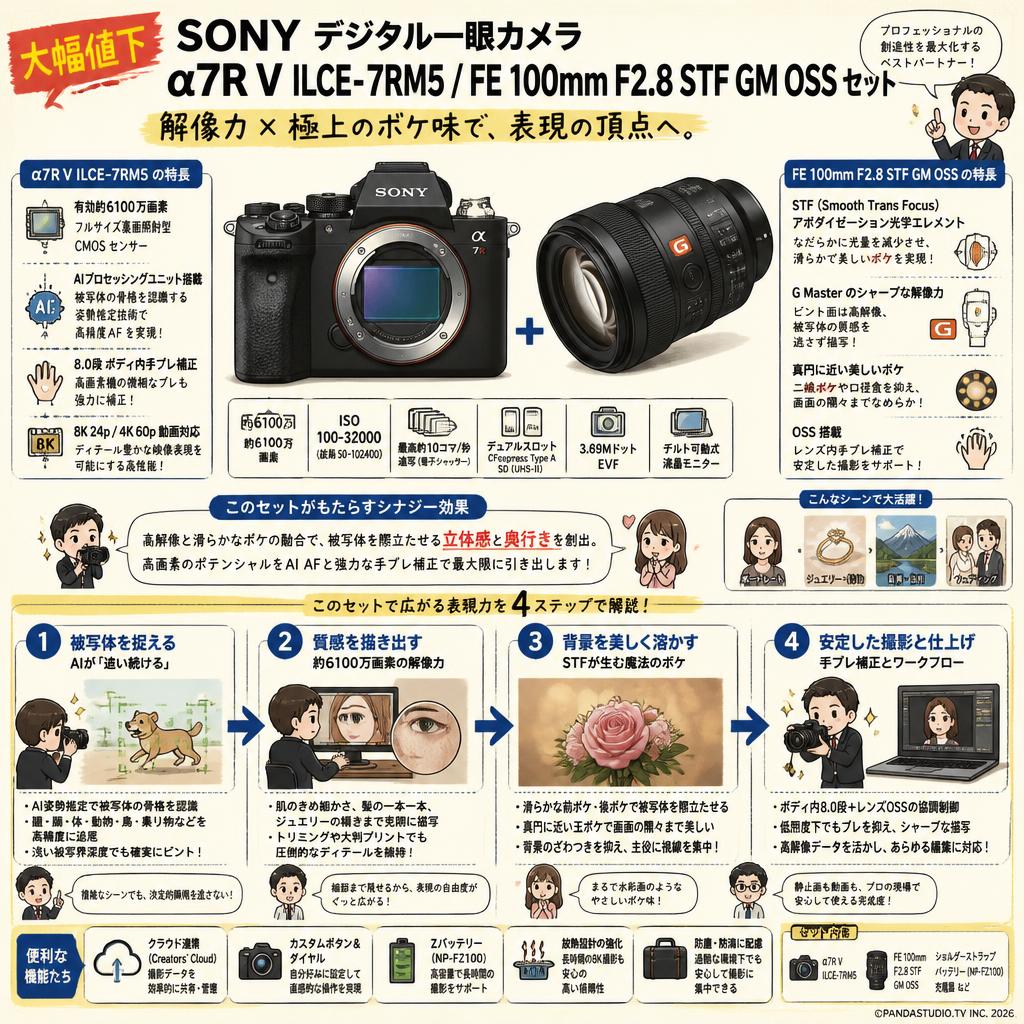 【大幅値下】SONY デジタル一眼カメラ α7R V ILCE-7RM5 / FE 100mm F2.8 STF GM OSS セット 概要