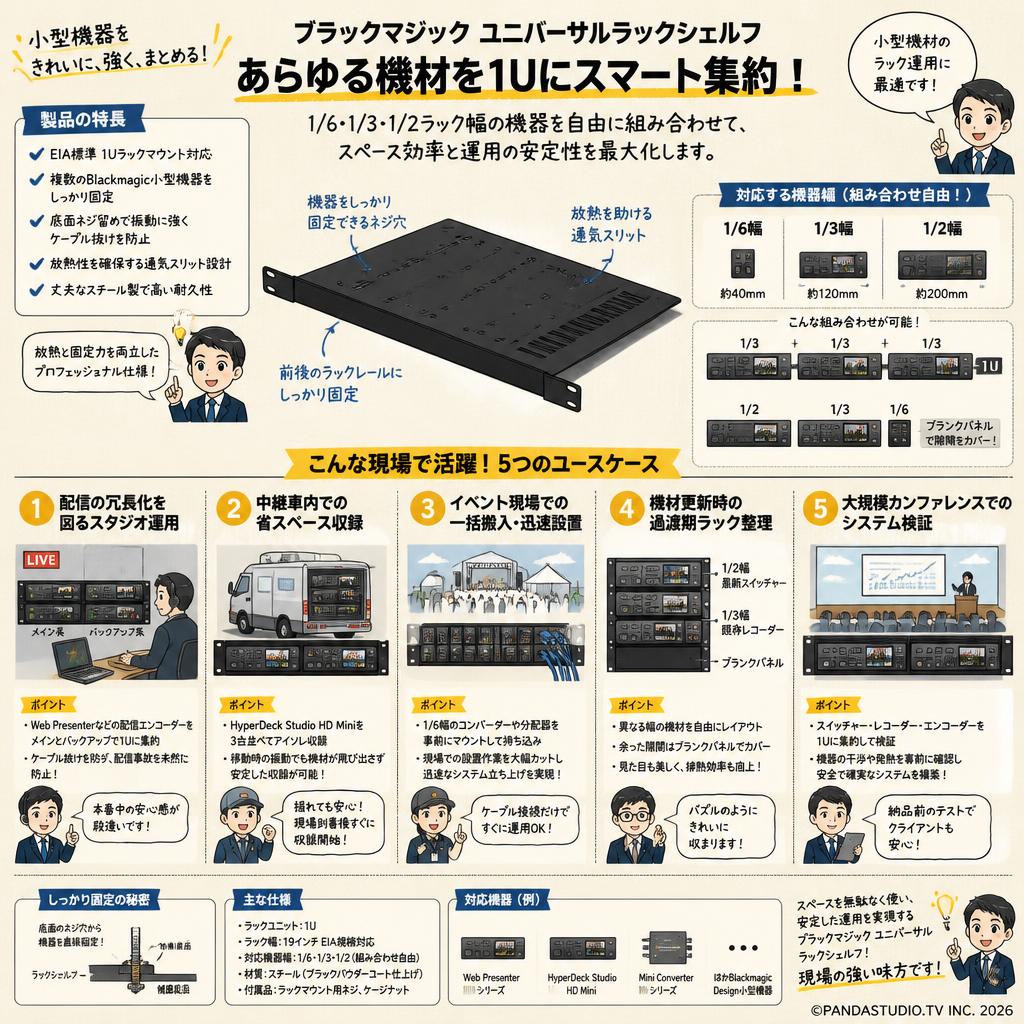 Blackmagic Universal Rack Shelf 用途