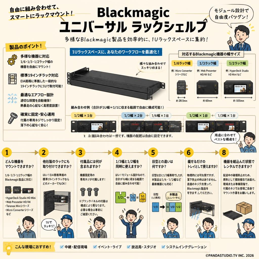 Blackmagic Universal Rack Shelf FAQ（よくある質問と答え）