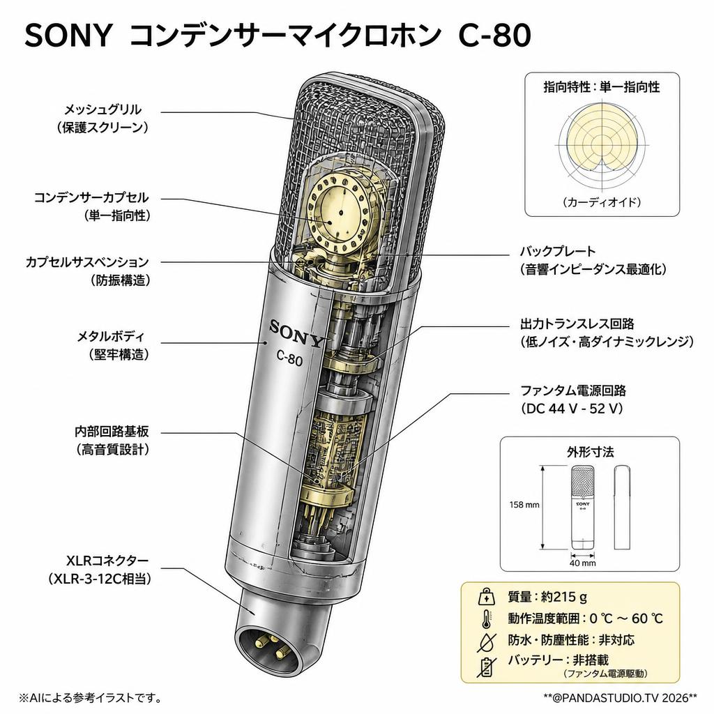 SONY  コンデンサーマイクロホン C-80 スペック