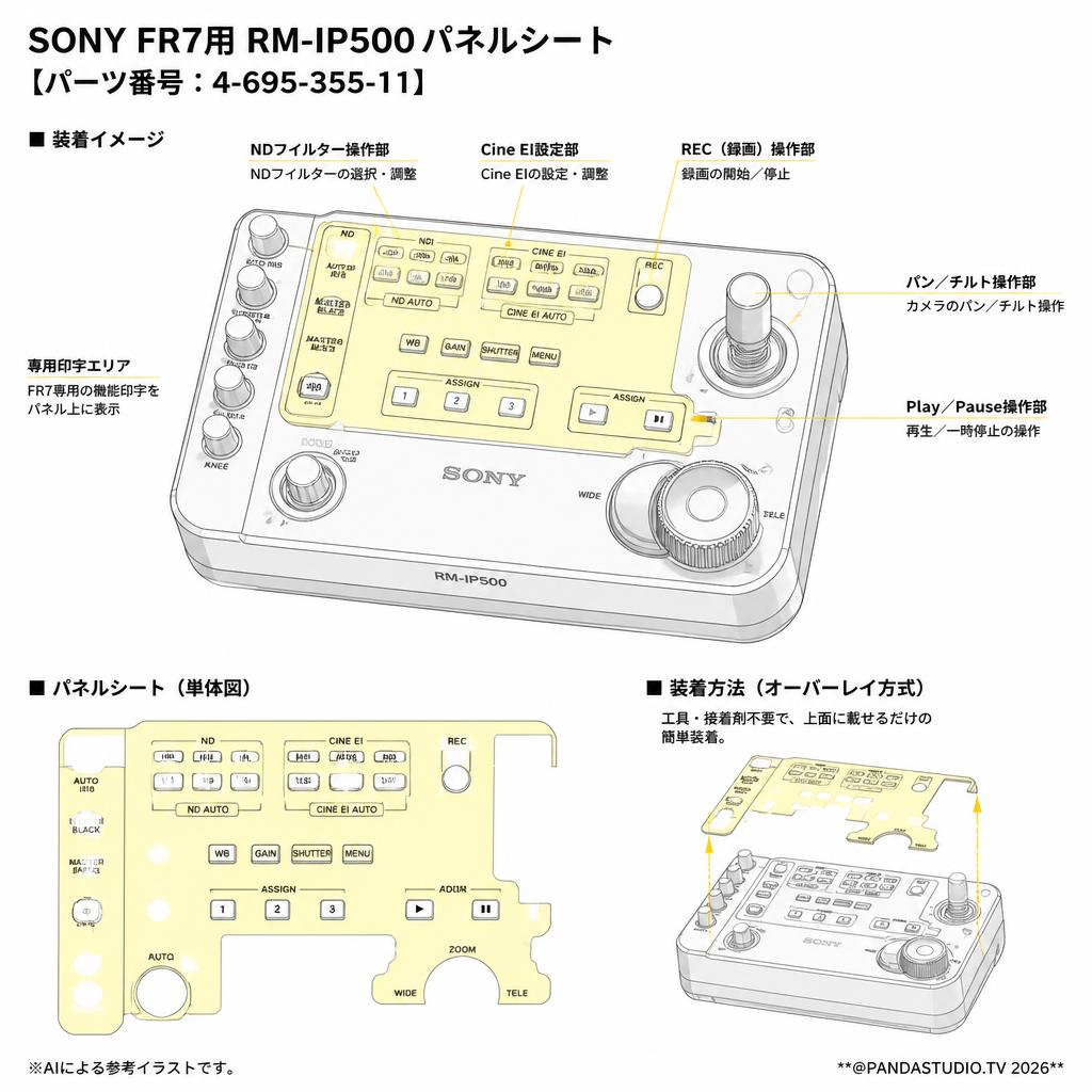 SONY FR7用 RM-IP500 パネルシート 【パーツ番号：4-695-355-11】 スペック