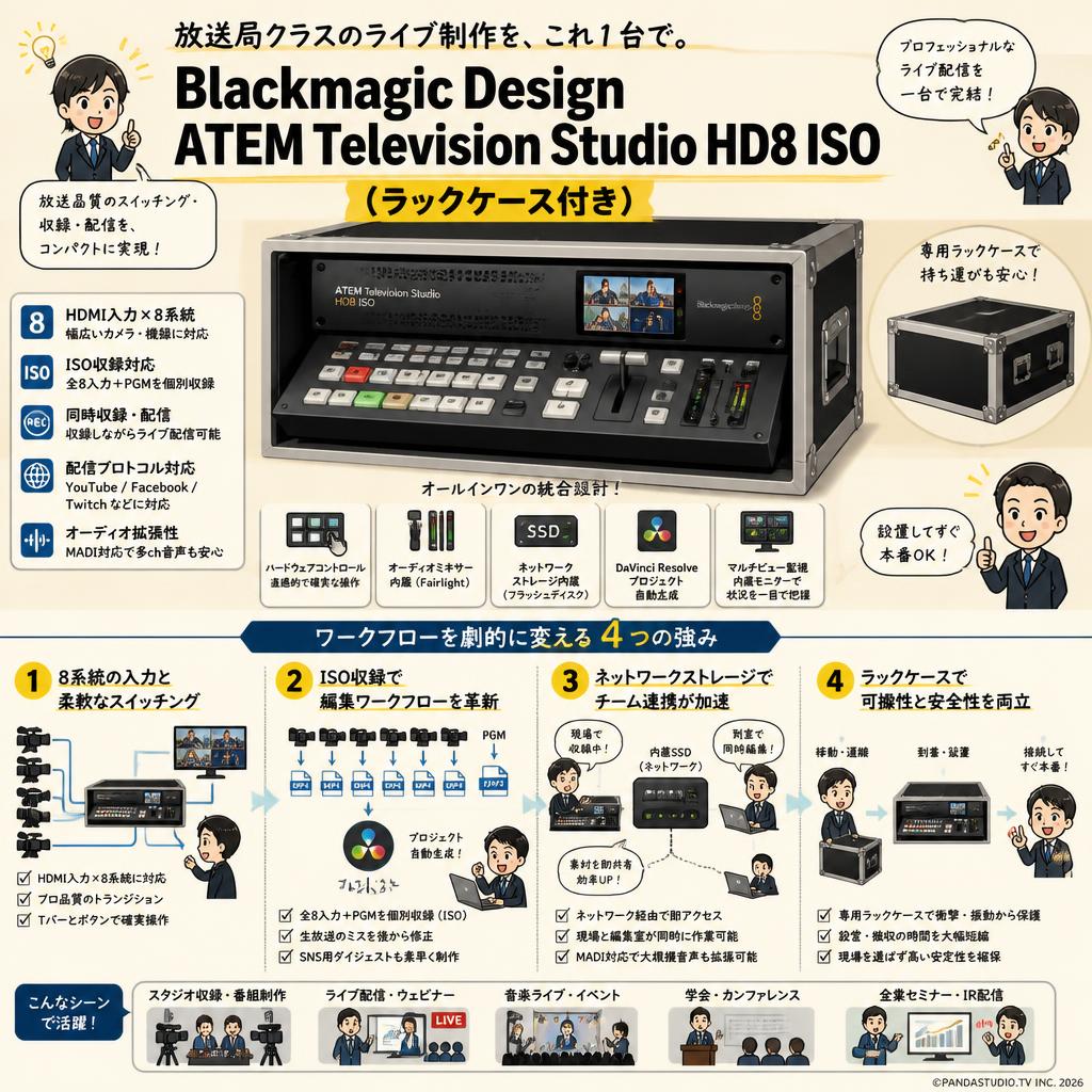 Blackmagic Design ATEM Television Studio HD8 ISO 2TB (ラックケース付き) 概要