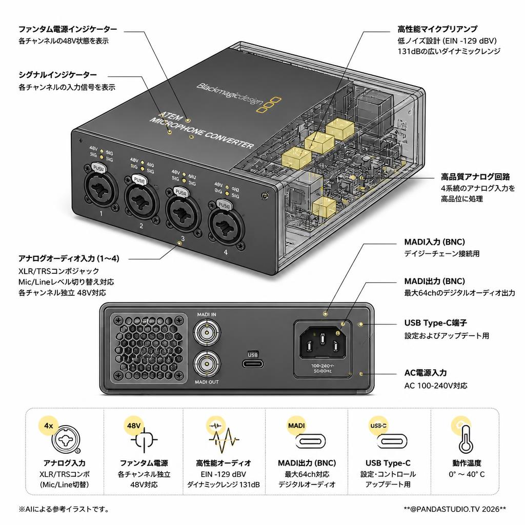 Blackmagic Design ATEM Microphone Converter スペック