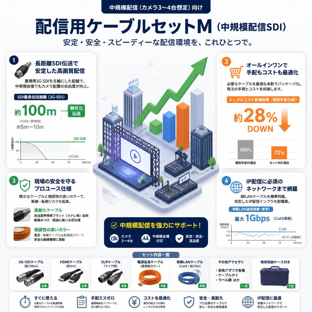 配信用ケーブルセットM（中規模配信SDI） セールスポイント