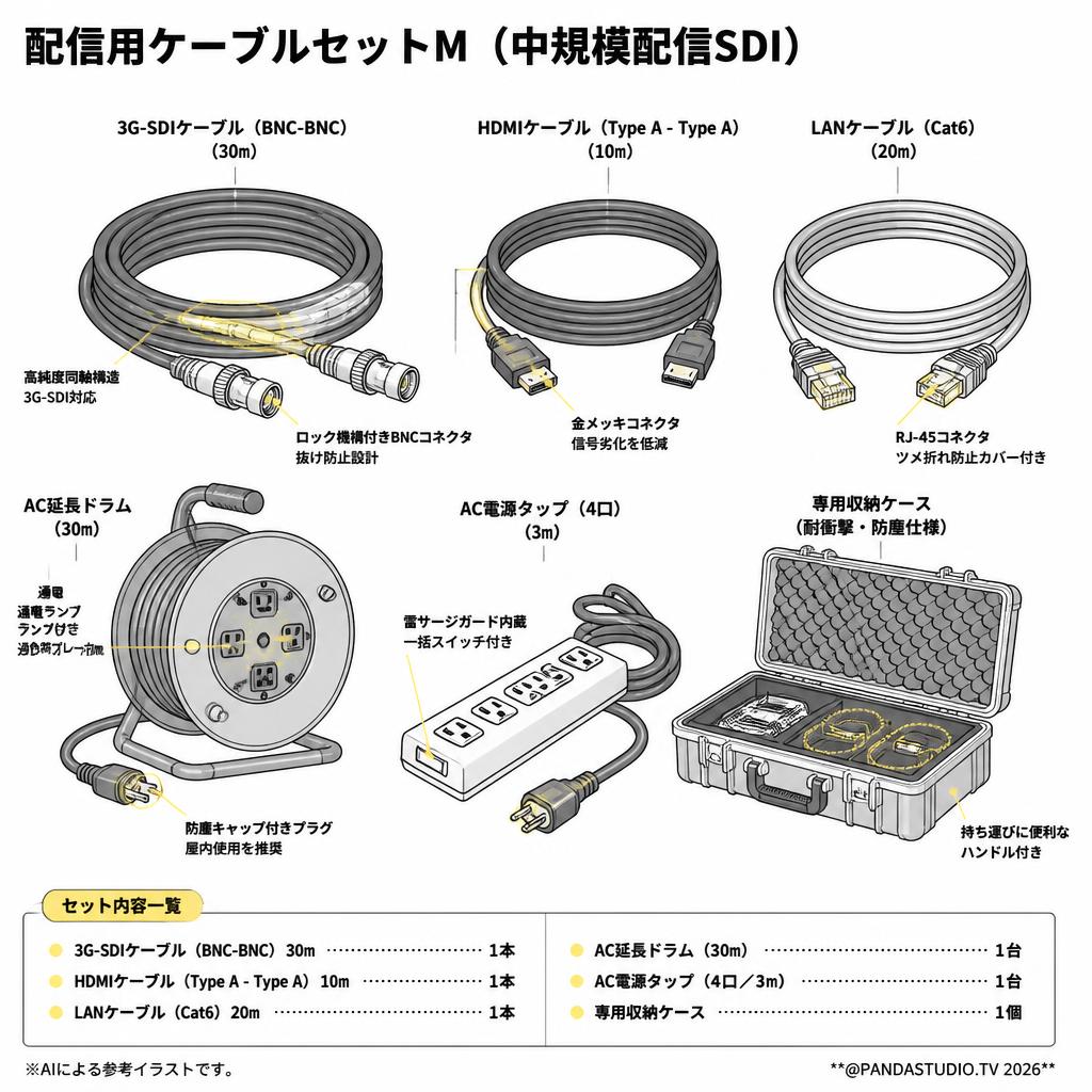 配信用ケーブルセットM（中規模配信SDI） スペック