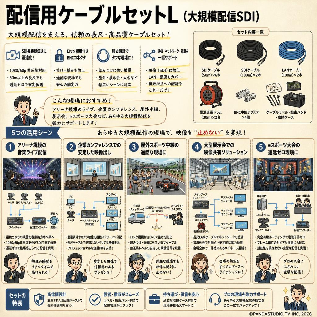 配信用ケーブルセットL（大規模配信SDI） 用途
