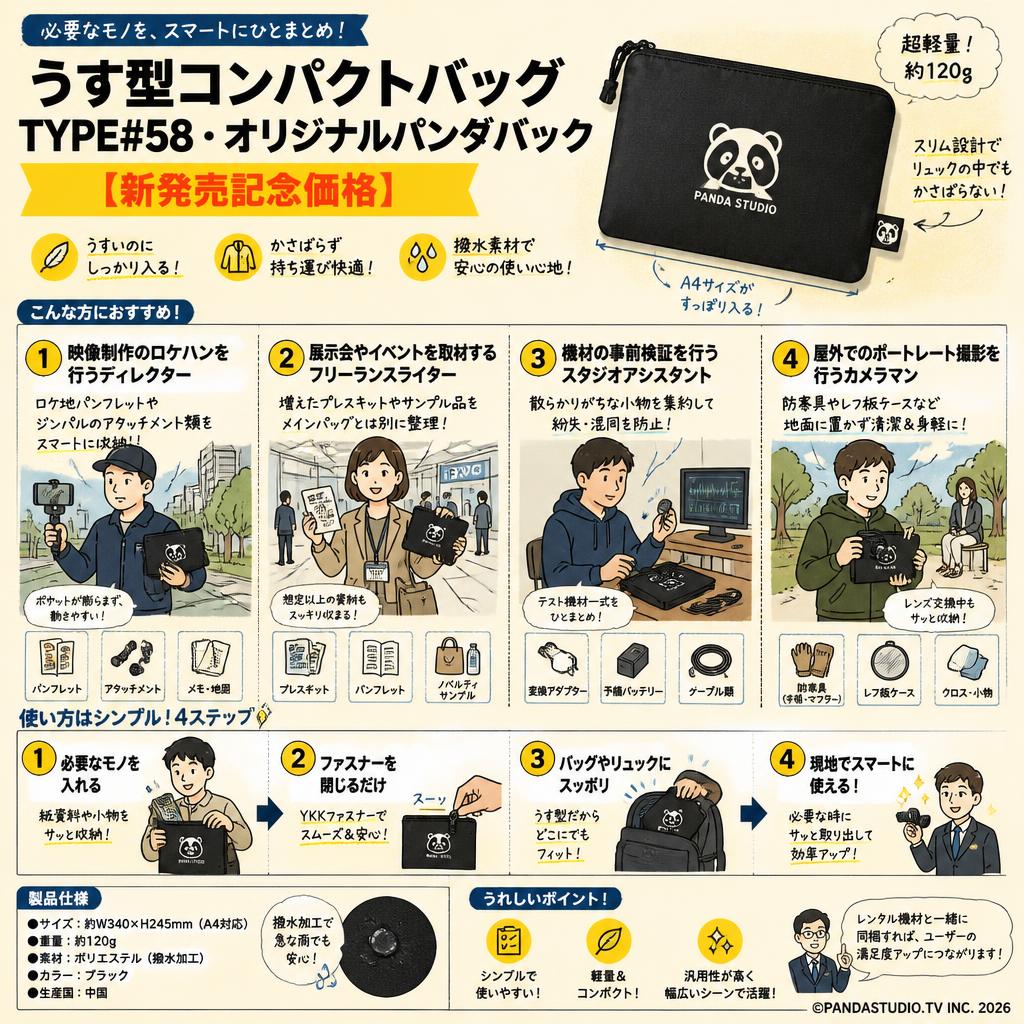 うす型コンパクトバッグ TYPE#58・オリジナルパンダバック【新発売記念価格】 おもな対象のお客様