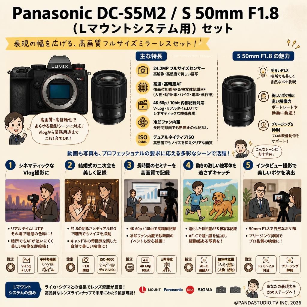 Panasonic DC-S5M2 /  S 50mm F1.8 (Lマウントシステム用) セット 用途
