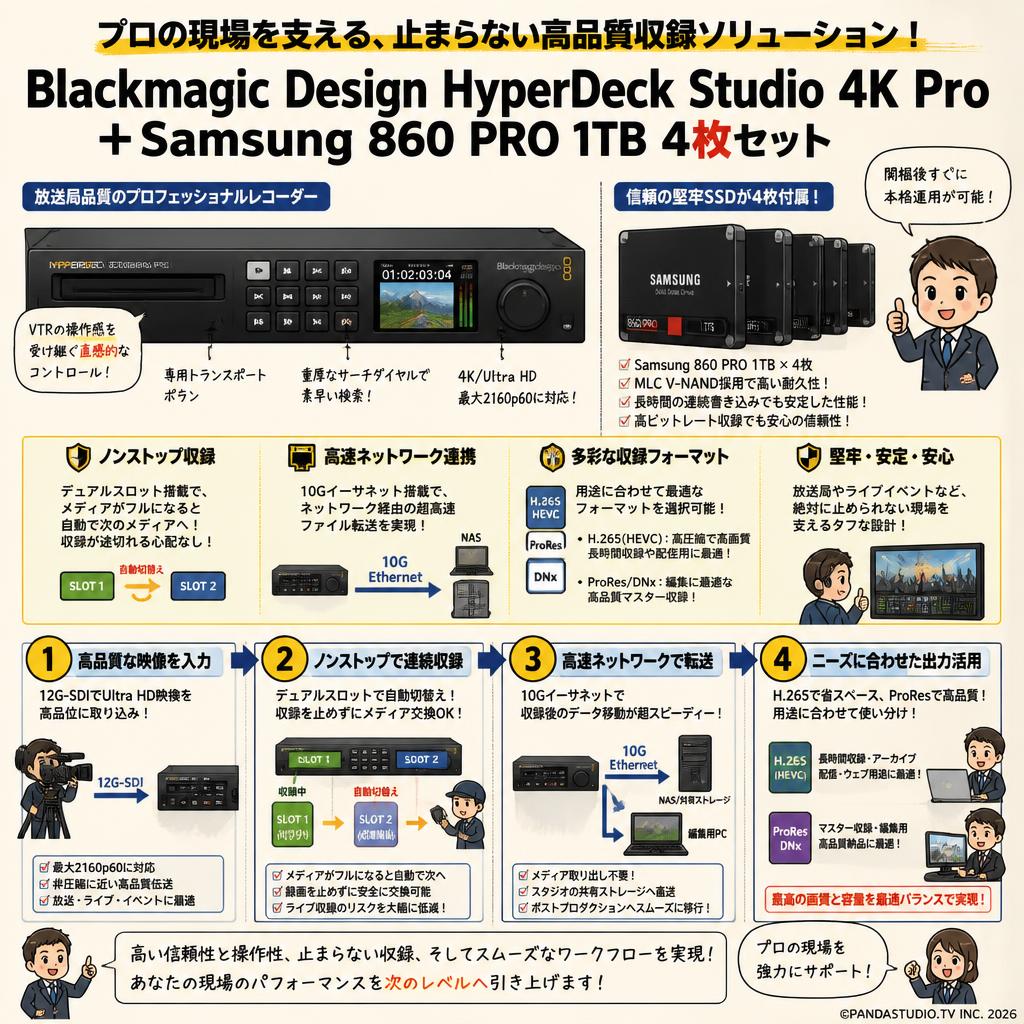 Blackmagic Design HyperDeck Studio 4K Pro＋Samsung 860 PRO 1TB 4枚 概要