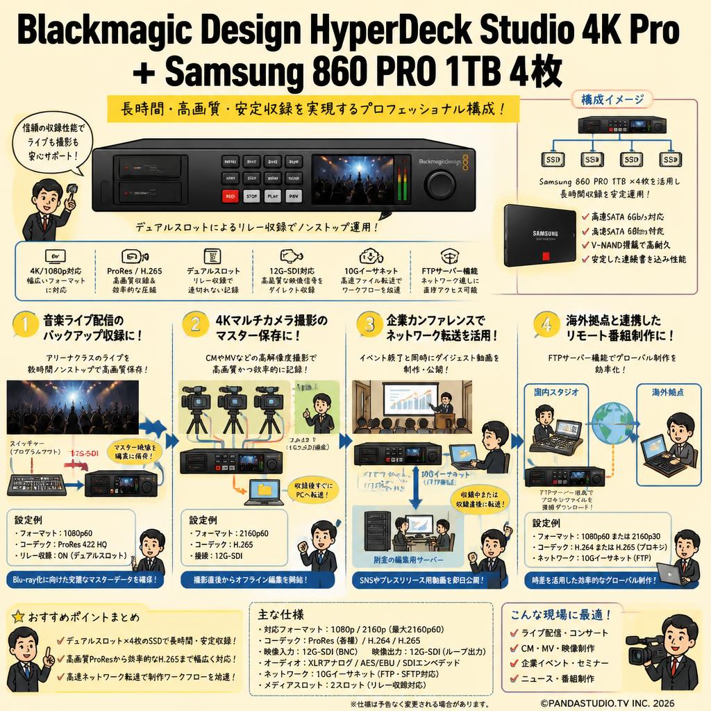 Blackmagic Design HyperDeck Studio 4K Pro＋Samsung 860 PRO 1TB 4枚 用途