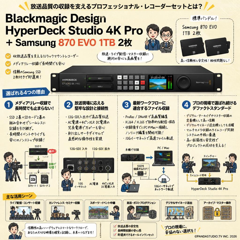 Blackmagic Design HyperDeck Studio 4K Pro＋Samsung 870 EVO 1TB 2枚 概要