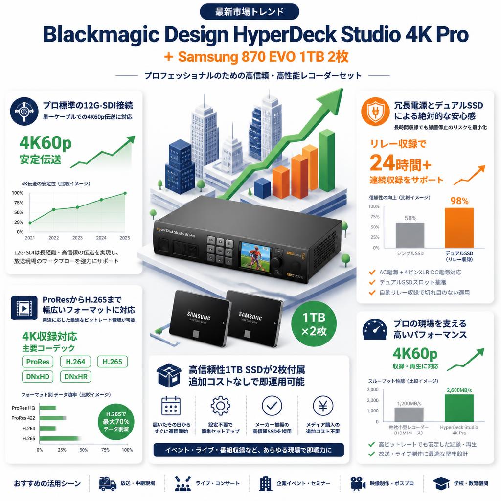 Blackmagic Design HyperDeck Studio 4K Pro＋Samsung 870 EVO 1TB 2枚 セールスポイント