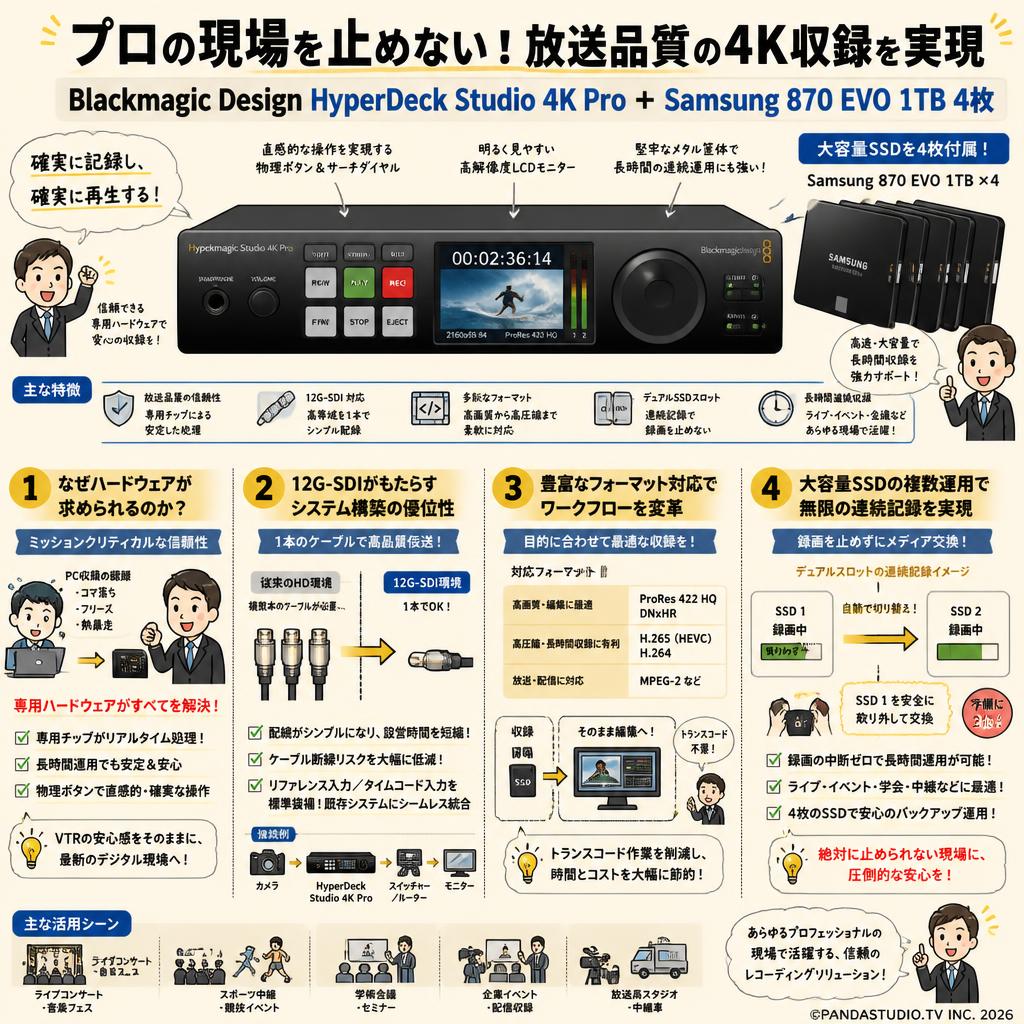 Blackmagic Design HyperDeck Studio 4K Pro＋Samsung 870 EVO 1TB 4枚 概要
