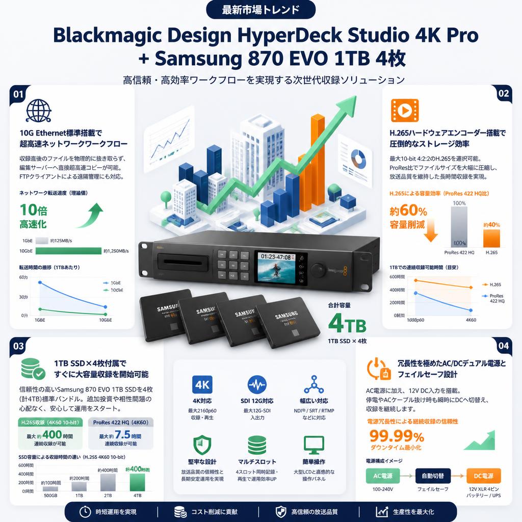 Blackmagic Design HyperDeck Studio 4K Pro＋Samsung 870 EVO 1TB 4枚 セールスポイント