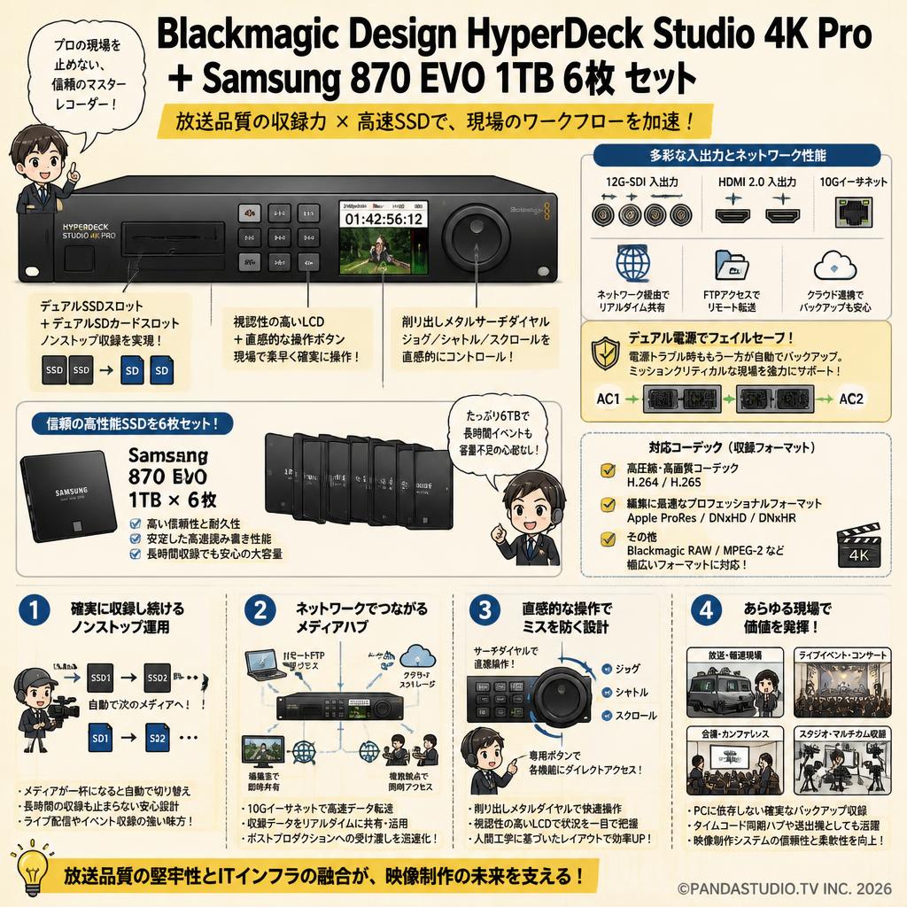 Blackmagic Design HyperDeck Studio 4K Pro＋Samsung 870 EVO 1TB 6枚 概要