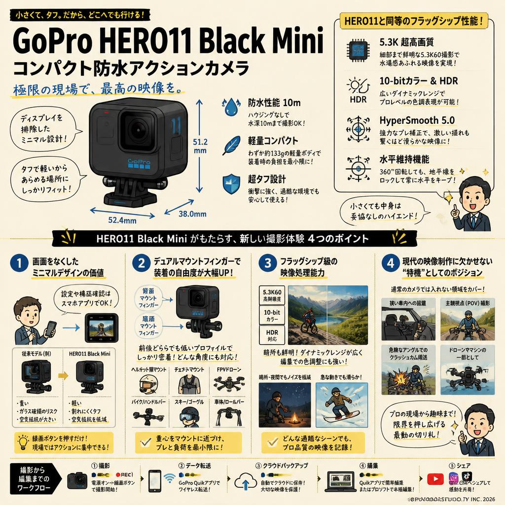 GoPro HERO11 Black Mini コンパクト防水アクションカメラ 概要