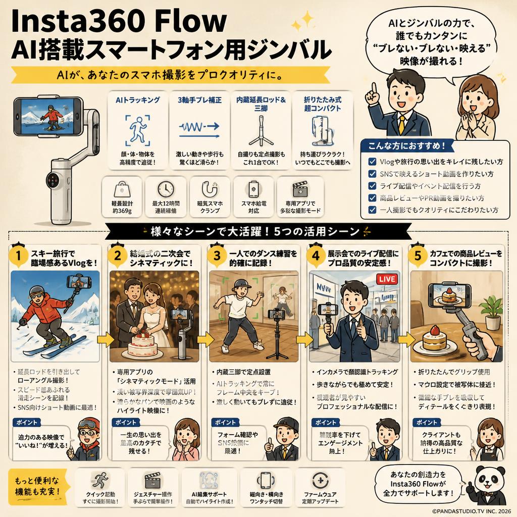 Insta360 Flow  AI搭載スマートフォン用ジンバル 用途
