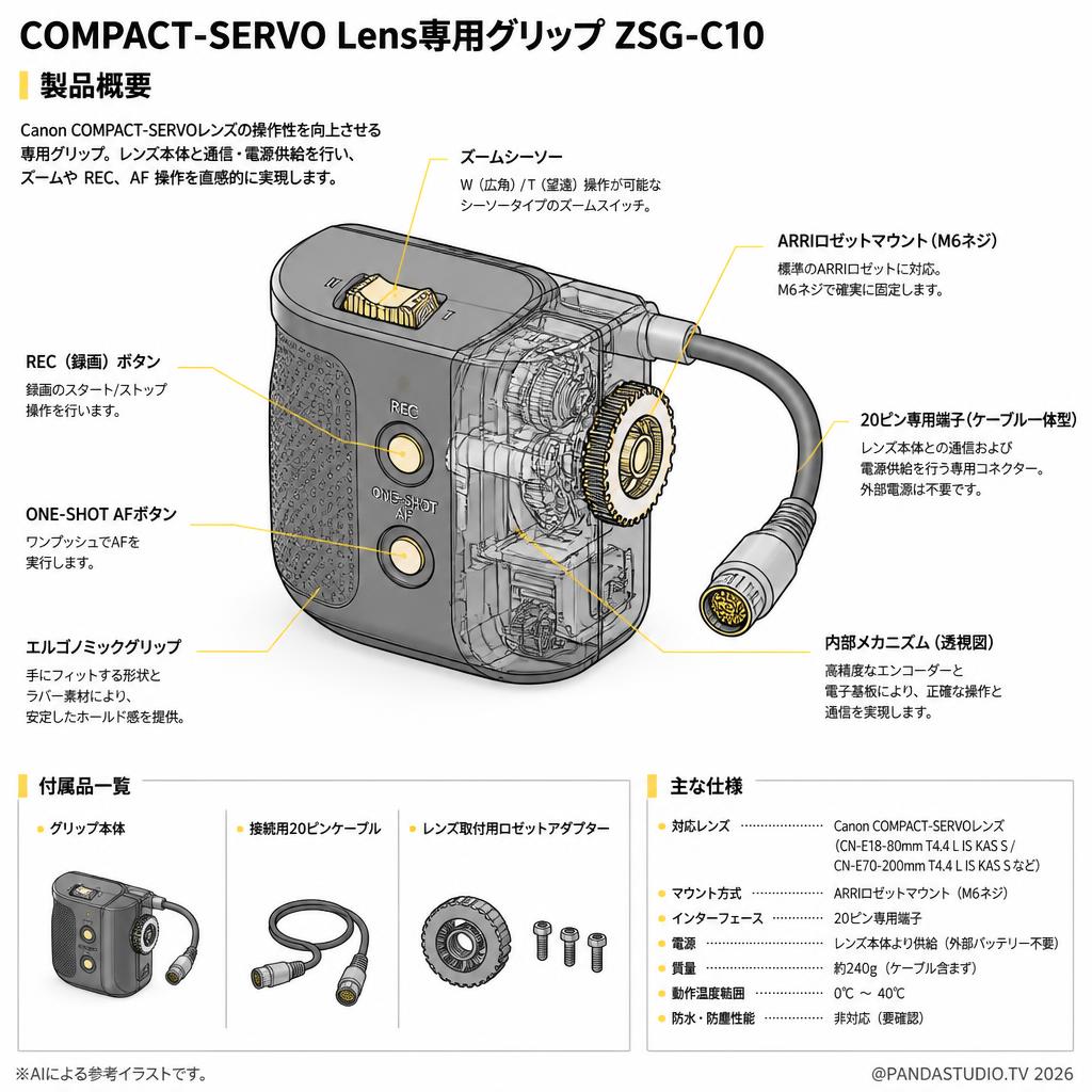 COMPACT-SERVO Lens専用グリップ ZSG-C10 スペック