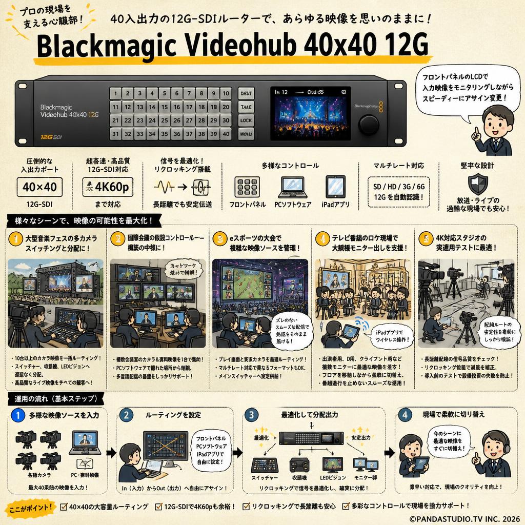 Blackmagic Videohub 40x40 12G 用途
