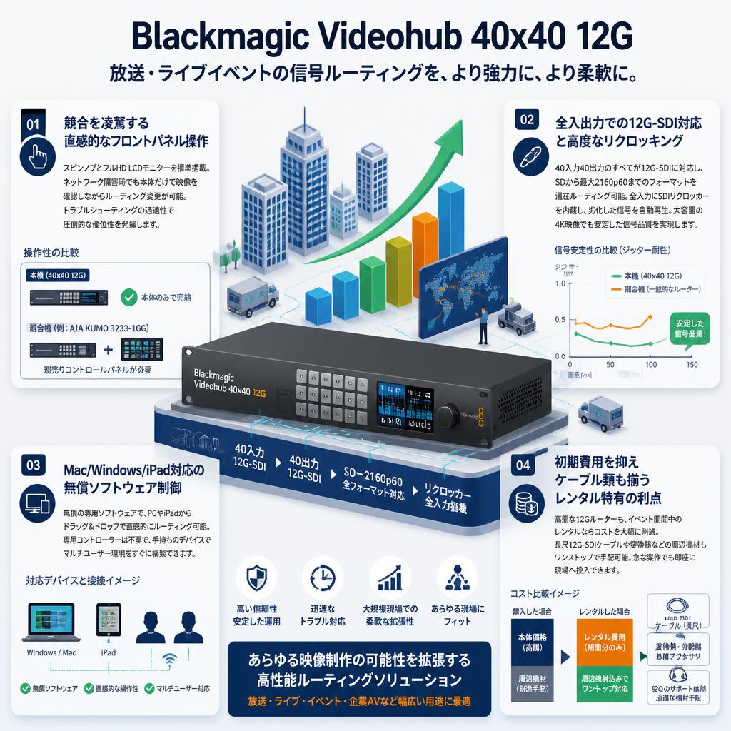 Blackmagic Videohub 40x40 12G セールスポイント